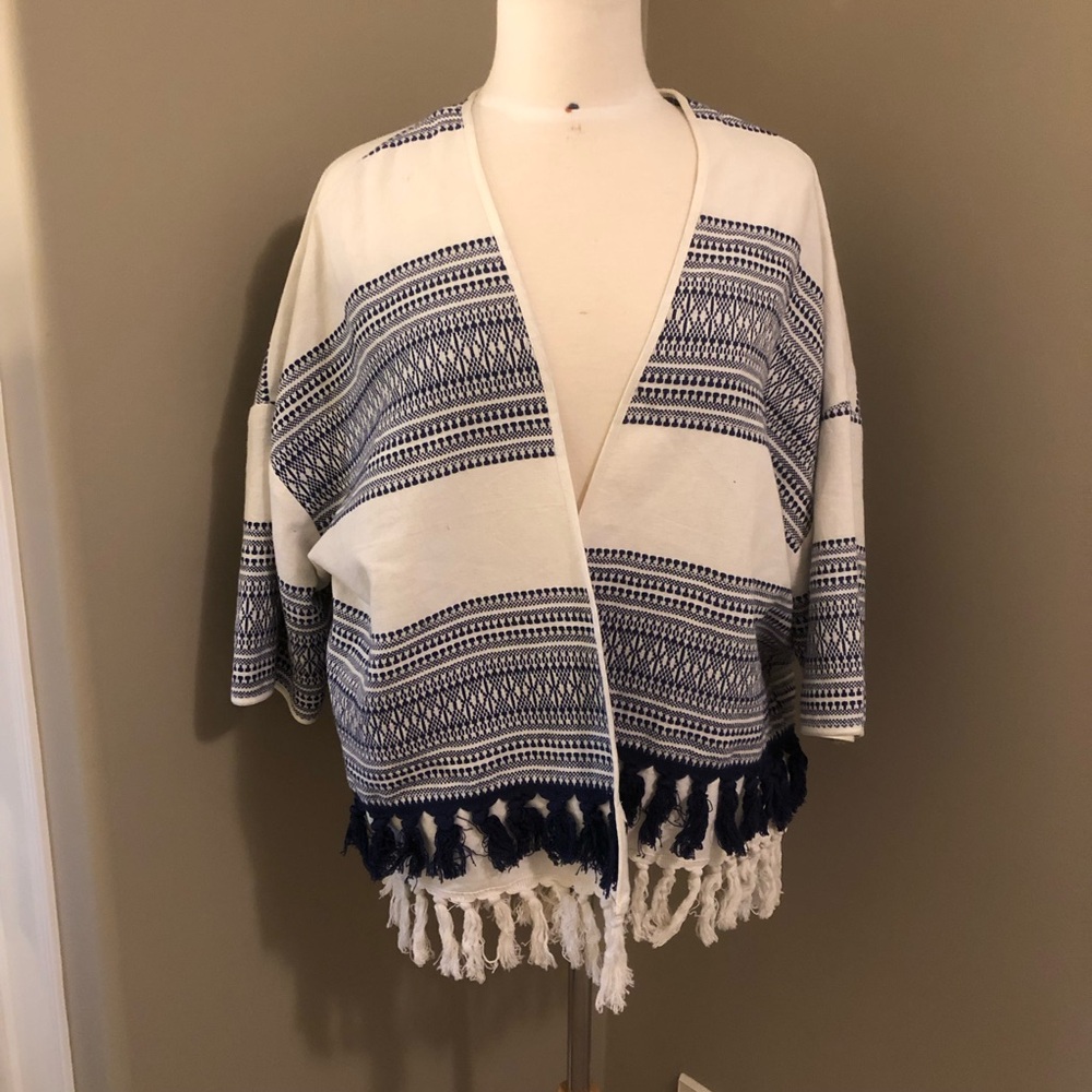 California Moonrise Jacket Sweater Boho Fringe Size Large
